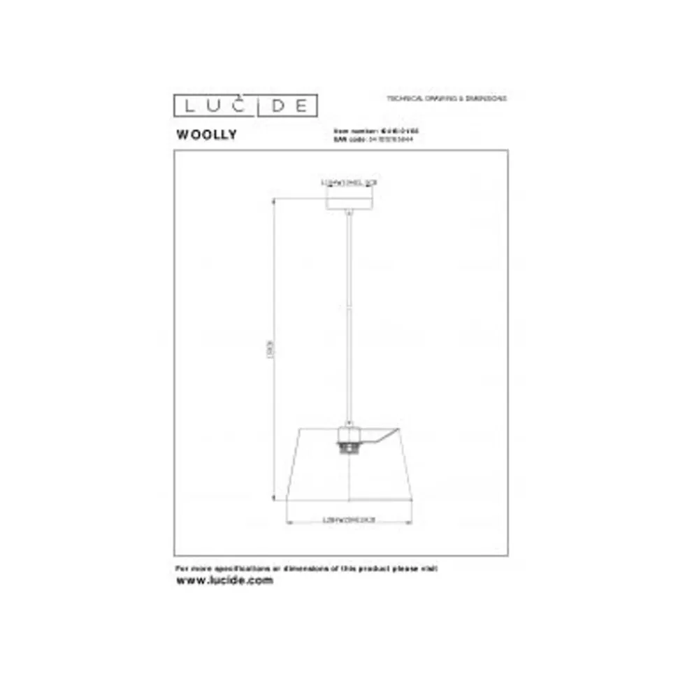 Lucide WOOLLY Hanglamp-Roze-Ø28-1xE27-60W-Katoen