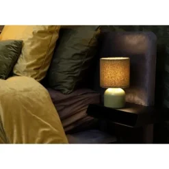 Lucide WOOLLY Tafellamp-Groen-Ø16-1xE14-40W-Katoen