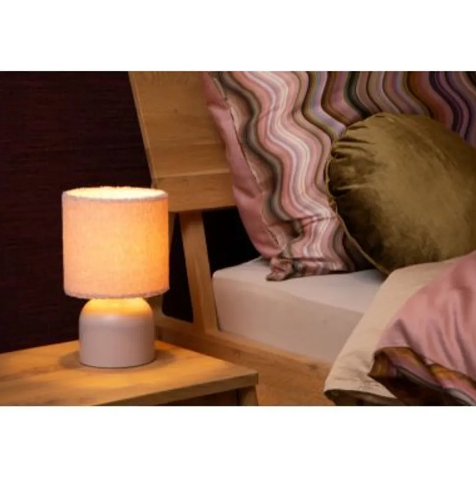 Lucide WOOLLY Tafellamp-Roze-Ø16-1xE14-40W-Katoen