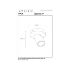 Lucide XYRUS Spot GU10/5W incl. DTW D9 H12.5cm Zwart