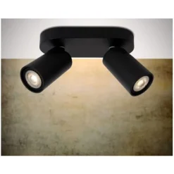 Lucide XYRUS Spot 2xGU10/5W incl.DTW L20 W9 H12.5cm Zwart