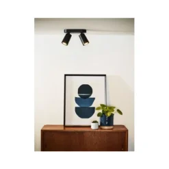 Lucide XYRUS Spot 2xGU10/5W incl.DTW L20 W9 H12.5cm Zwart
