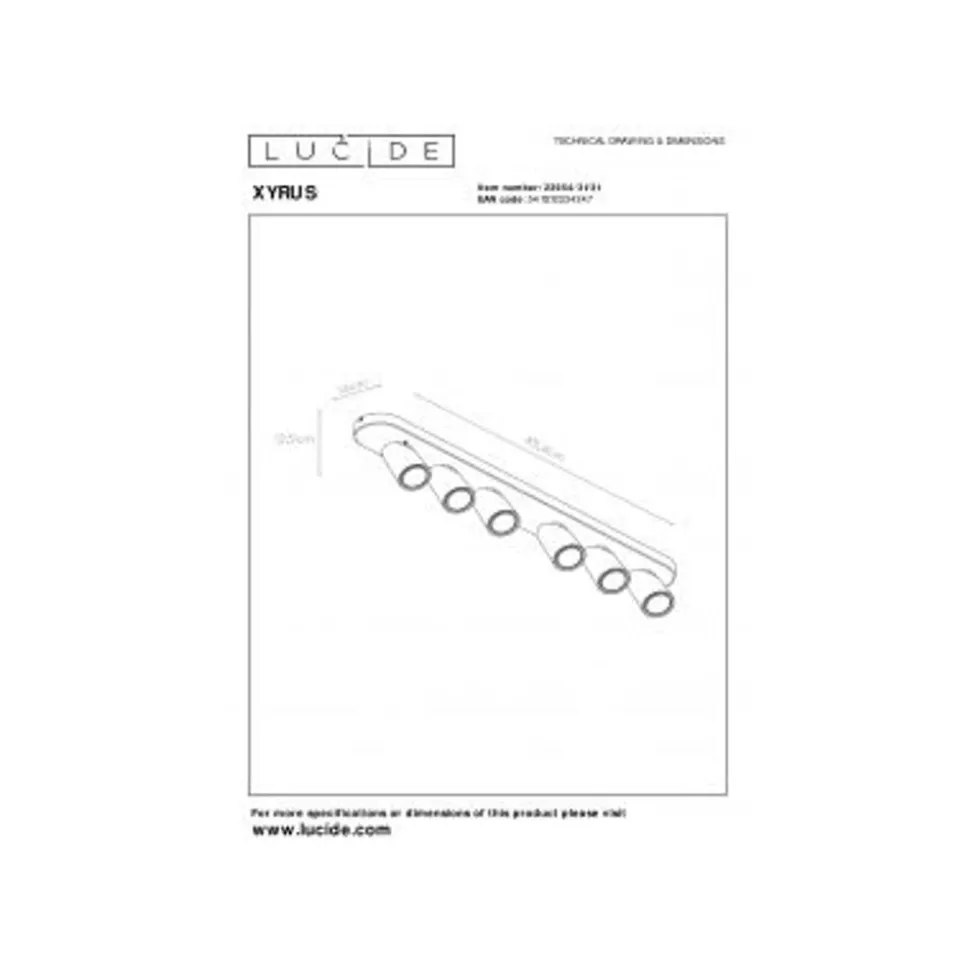 Lucide XYRUS Spot 6xGU10/5W incl. DTW L84 W14 H12.5cm Wit