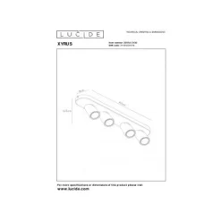 Lucide XYRUS Spot 4xGU10/5W incl.DTW L60 W9 H12.5cm Zwart