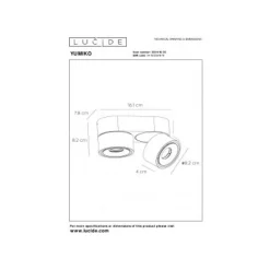 Lucide YUMIKO - Plafondspot - Ø 7,8 cm - LED Dimb. - 2x10W 2700K - Zwart Lucide
