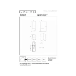 Lucide ZARO IR Wandspot Buiten-Zwart-2xGU10-7W-IP65