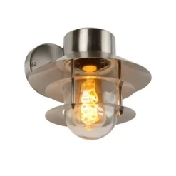 Lucide ZICO - Wandlamp Buiten - Ø 21,8 cm - 1xE27 - IP44 - Mat chroom