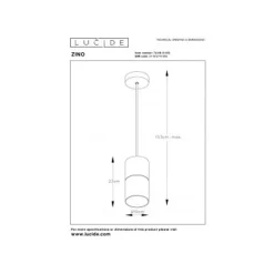 Lucide ZINO - Hanglamp - Ø 10 cm - 1xE27 - Zwart