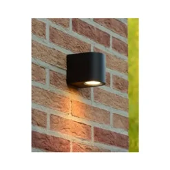 Lucide ZORA-LED - Wandspot Buiten - LED Dimb. - GU10 - 1x5W 3000K - IP44 - Zwart