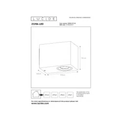 Lucide ZORA-LED Wandlicht GU10/5W L9 W6.5 H8cm Zwart