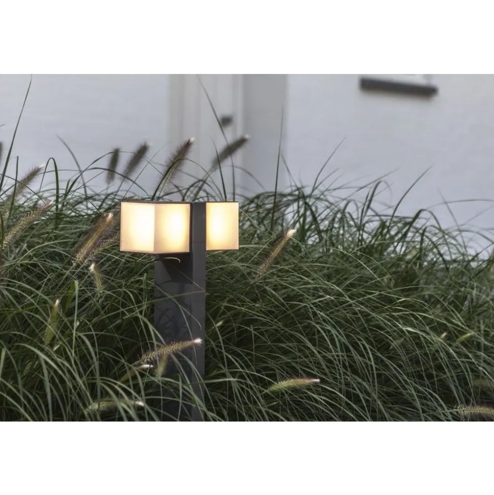 Lutec CUBA Tuinpaal 2 licht Donkergrijs LED 24,4W