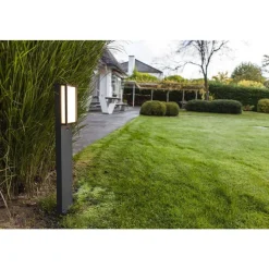 Lutec QUBO Tuinpaal met sensor Donkergrijs LED 17W