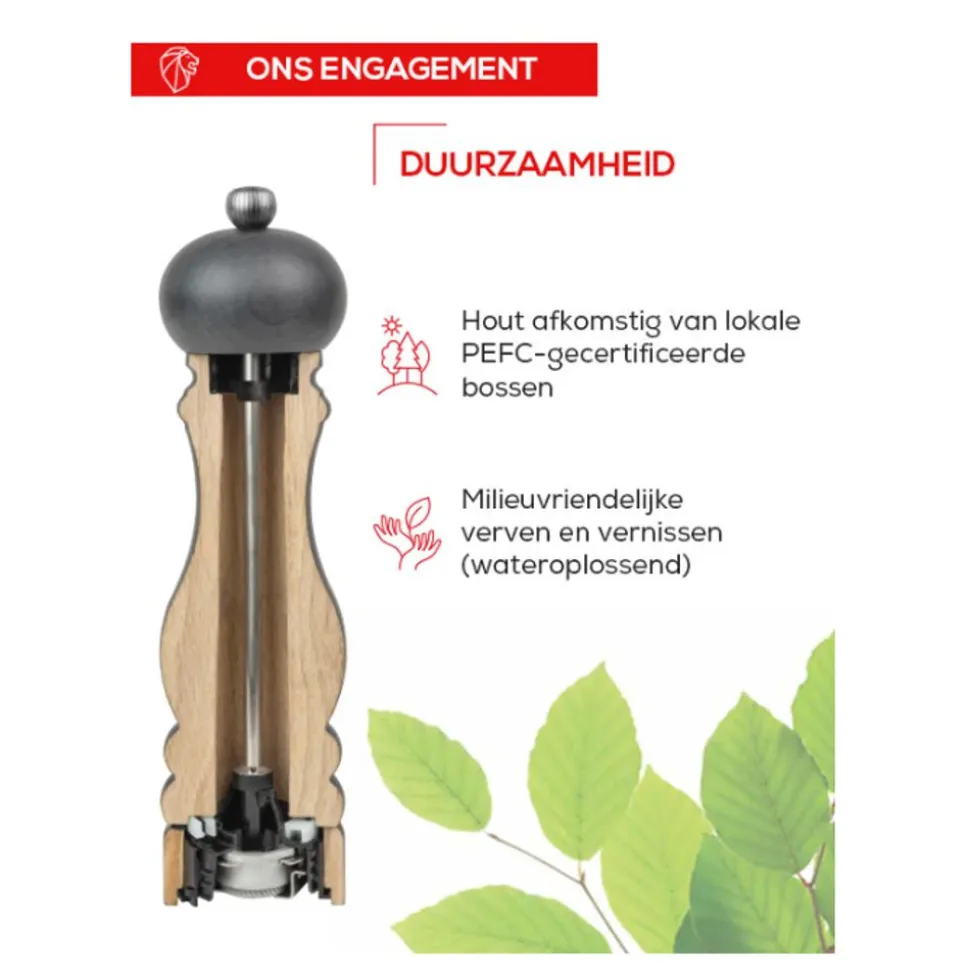 Peugeot Boreal Manuele pepermolen van hout 12cm hazelnoot