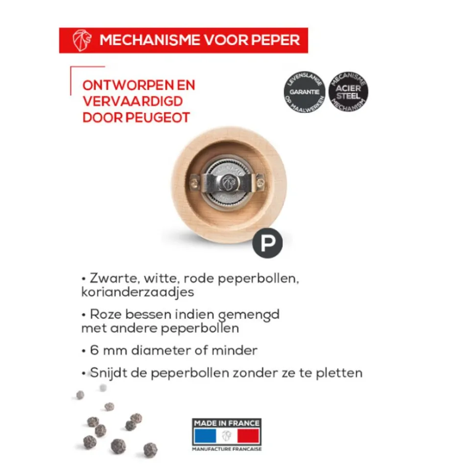 Peugeot Boreal Manuele pepermolen van hout 12cm hazelnoot