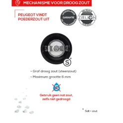 Peugeot Boreal Manuele zoutmolen van hout 12cm kiezelgrijs