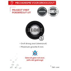 Peugeot Boreal Manuele zoutmolen van hout 12cm vederwit