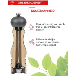 Peugeot Boreal Manuele zoutmolen in hout, 21cm, Saliegroen