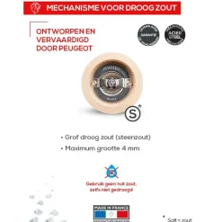 Peugeot Boreal Manuele zoutmolen in hout, 21cm, Saliegroen