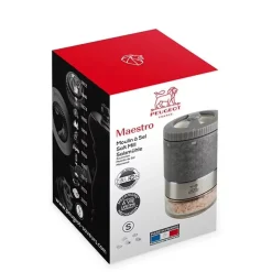 Peugeot Maestro Manuele zoutmolen in hout met verwisselbaar reservoir, u'selec 11cm licht grafiet