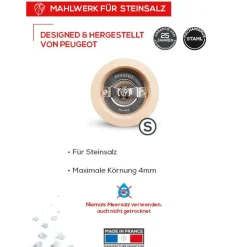 Peugeot Paris u'Select Zirlion Manuele zoutmolen in gelakt hout 18cm parelgrijs