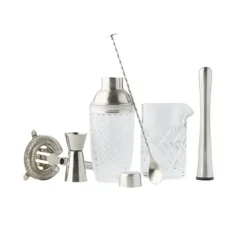 Point-Virgule 6-delige cocktailset van glas en rvs