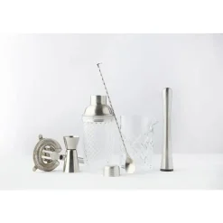 Point-Virgule 6-delige cocktailset van glas en rvs