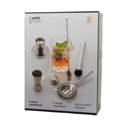 Point-Virgule 6-delige cocktailset van glas en rvs