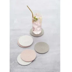 Point-Virgule Set van 6 glasonderzetters uit silicone 3 kleuren ø 10cm