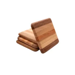 Point-Virgule set van 4 glasonderzetters uit gerecycleerd hout 9.5x9.5cm