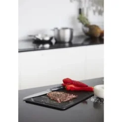 Point-Virgule snijplank met sapgeul uit houtvezel zwart 44x32.5x0.6cm FSC MIX