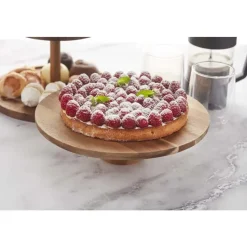 Point-Virgule Taartschotel op voet uit acaciahout ø 32cm H 75cm FSC®