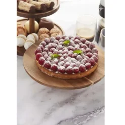 Point-Virgule Taartschotel op voet uit acaciahout ø 32cm H 75cm FSC®