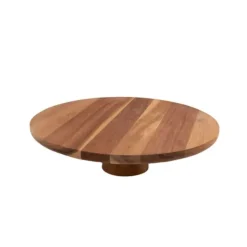 Point-Virgule taartschotel op voet uit acaciahout ø 28cm H 7.5cm