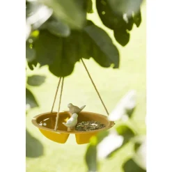 Point-Virgule Vogelbad/voederschaal voor vogels uit bamboevezel okergeel