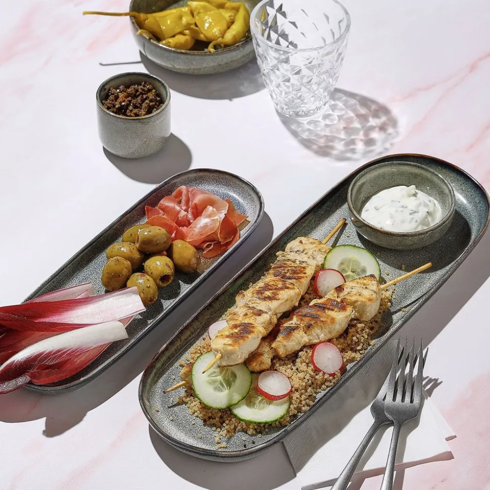 Salt & Pepper Meridian Serveerschaal 29x10xH2cm groen/blauw