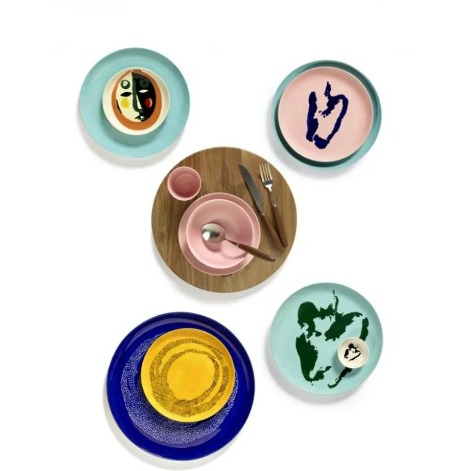 Serax Feast tableware by Ottolenghi Voorgerecht bord M 22,5cm H2cm Delicious Pink Paprika Blauw
