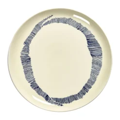 Serax Feast tableware by Ottolenghi Dinerbord L 26,5cm H2cm Wit Swirl-Stripes Blauw