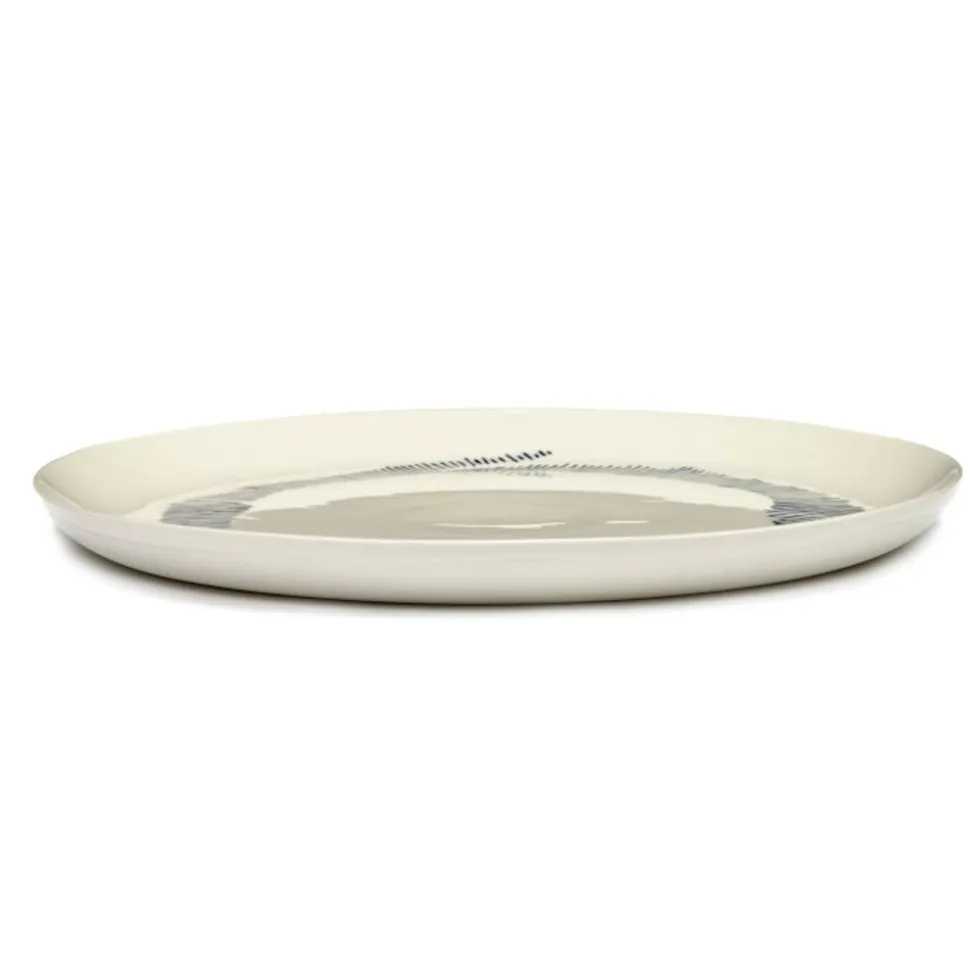 Serax Feast tableware by Ottolenghi Dinerbord L 26,5cm H2cm Wit Swirl-Stripes Blauw