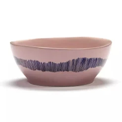 Serax Feast tableware by Ottolenghi Kom L 18cm H8cm Delicious Pink Swirl-Stripes Blauw
