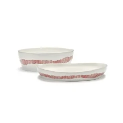 Serax Feast tableware by Ottolenghi Serveerschaal M 36cm H6cm Wit Swirl-Stripes Rood