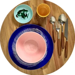 Serax Feast tableware by Ottolenghi Kom S 16cm H7,5cm Delicious Pink Swirl-Stripes Blauw