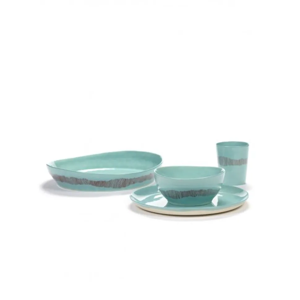 Serax Feast tableware by Ottolenghi Diepe Serveerschaal S 30cm H6cm Azure Swirl-Stripes Rood