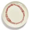 Serax Feast tableware by Ottolenghi Voorgerecht Bord M 22,5cm H2cm Wit Swirl-Stripes Rood