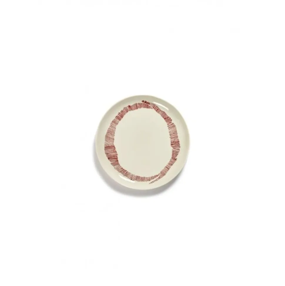 Serax Feast tableware by Ottolenghi Voorgerecht Bord M 22,5cm H2cm Wit Swirl-Stripes Rood