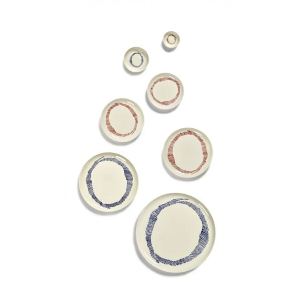 Serax Feast tableware by Ottolenghi Voorgerecht Bord M 22,5cm H2cm Wit Swirl-Stripes Rood