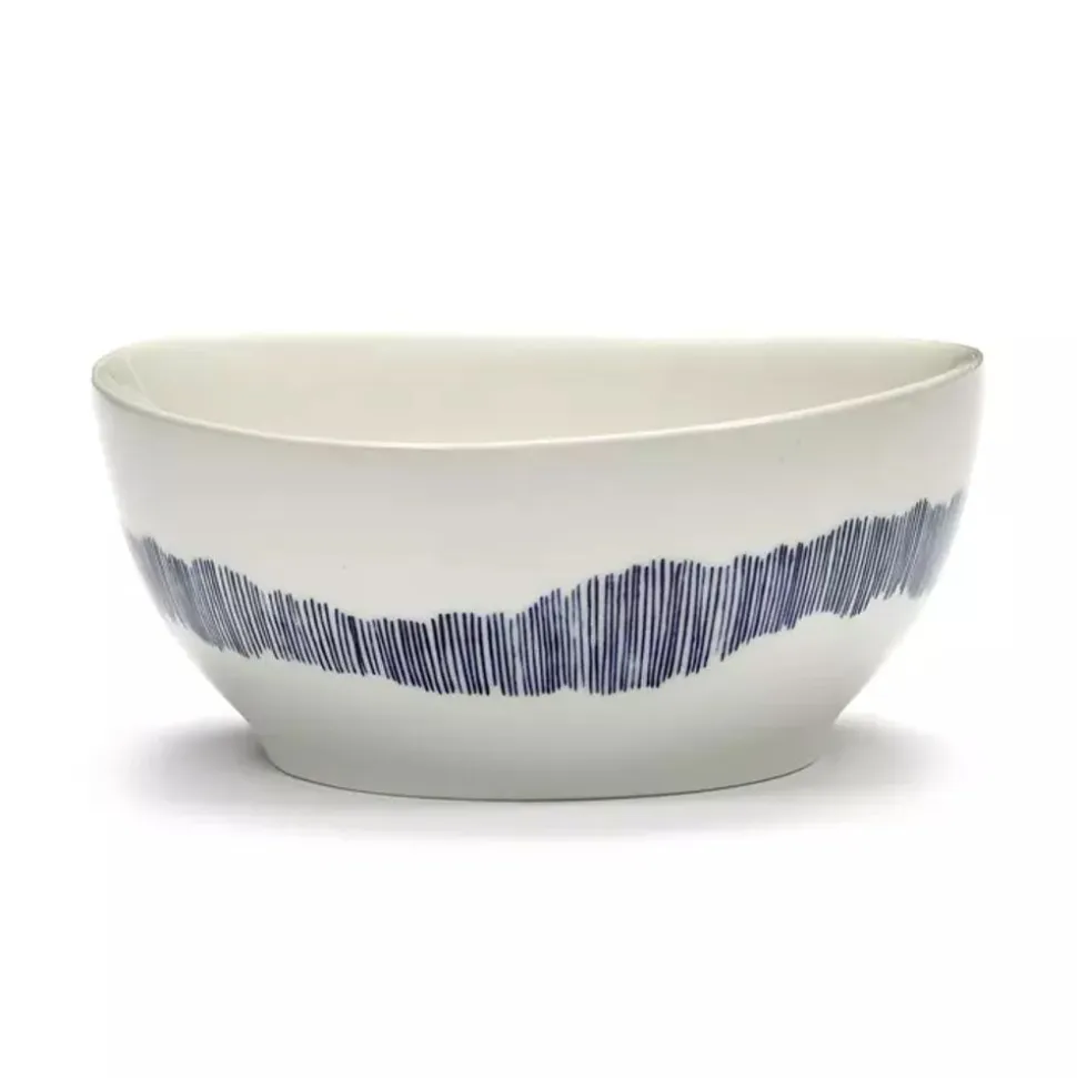 Serax Feast tableware by Ottolenghi Kom S 16cm H7,5cm Wit Swirl-Stripes Blauw