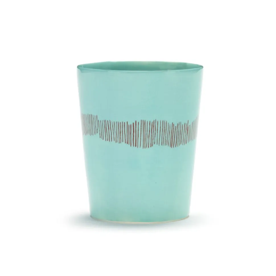 Serax Feast tableware by Ottolenghi Theekop 33cl Azure Swirl-Stripes rood