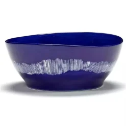 Serax Feast tableware by Ottolenghi Kom L 18cm H8cm Lapis Lazuli Swirl-Stripes Wit