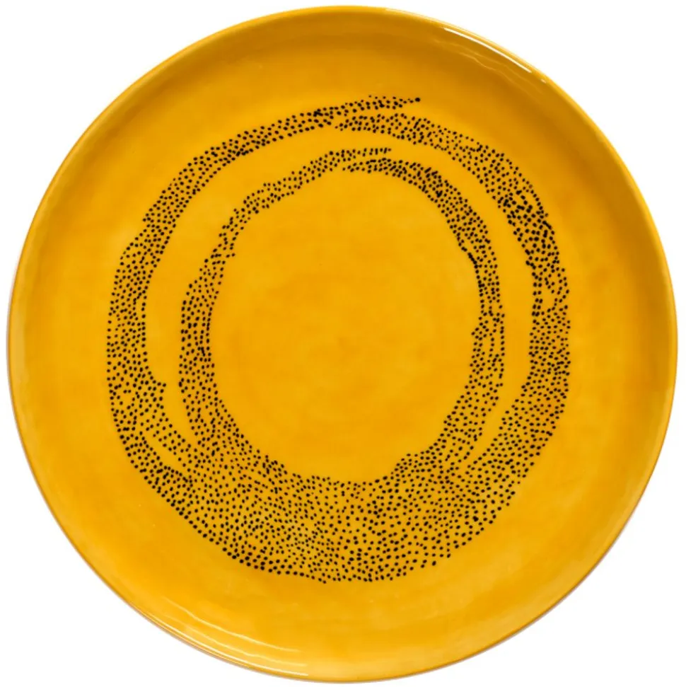 Serax Feast tableware by Ottolenghi Serveerschotel S 35cm H4cm Sunny Yellow Swirl-Dots zwart
