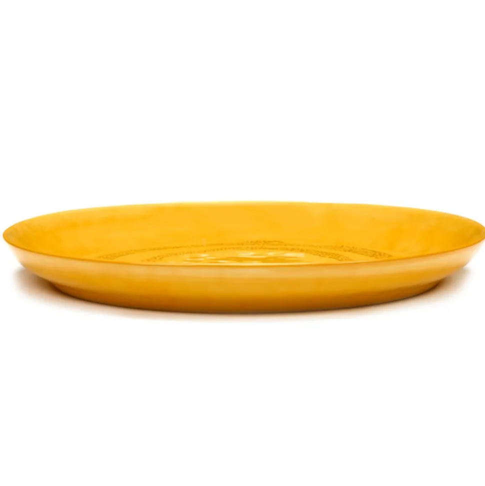 Serax Feast tableware by Ottolenghi Serveerschotel S 35cm H4cm Sunny Yellow Swirl-Dots zwart